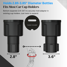 Swigzy Car Cup Holder Expander Adapter - Holds Hydro Flask, Yeti, Nalgene, Large 32/40oz. Bottles & Big Drinks