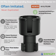 Swigzy Car Cup Holder Expander Adapter - Holds Hydro Flask, Yeti, Nalgene, Large 32/40oz. Bottles & Big Drinks