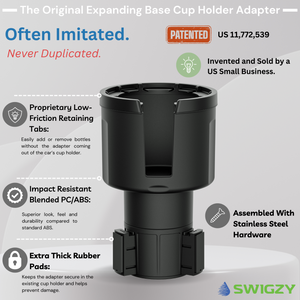Swigzy Car Cup Holder Expander Adapter - Holds Hydro Flask, Yeti, Nalgene, Large 32/40oz. Bottles & Big Drinks