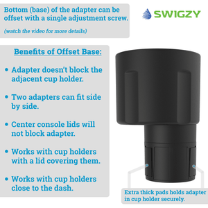 Swigzy Car Cup Holder Expander Adapter - Holds Hydro Flask, Yeti, Nalgene, Large 32/40oz. Bottles & Big Drinks
