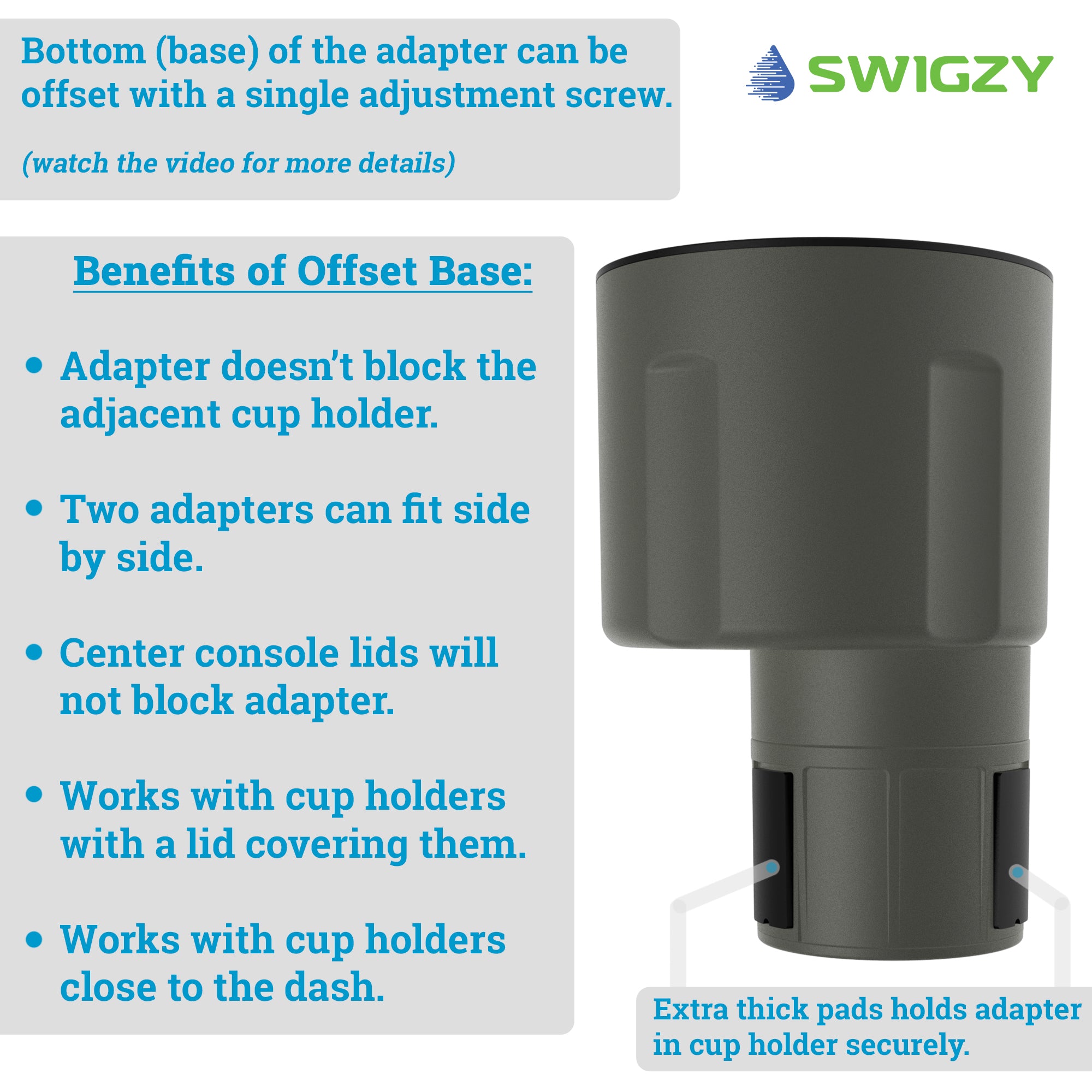 Swigzy Cup Holder Adapter - Holds Hydro Flask, Yeti, Nalgene 32
