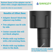 Swigzy Car Cup Holder Expander Adapter (Long Base) - Holds Hydro Flask, Yeti, Nalgene, Large 32/40oz. Bottles & Big Drinks